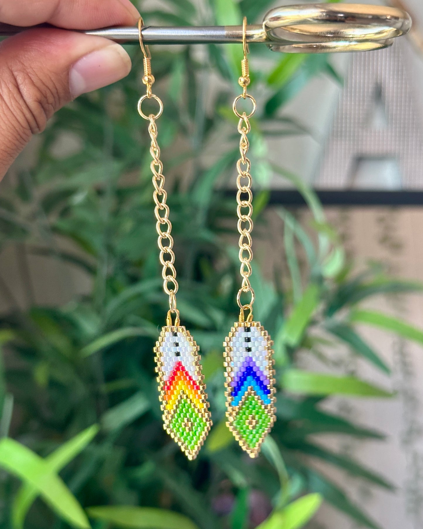 24k Long Gold Feather Earrings