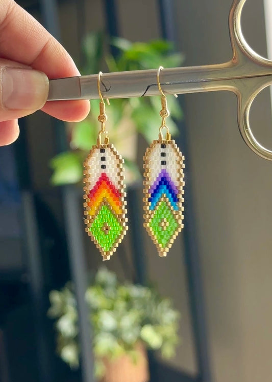 24k Short Gold Feather Earrings