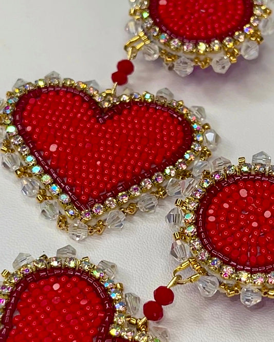Beaded Stories - Selena Red Heart Earrings