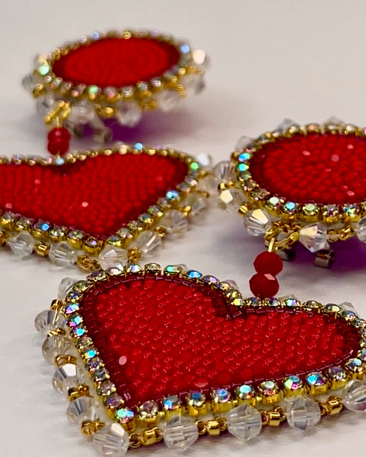 Beaded Stories - Selena Red Heart Earrings